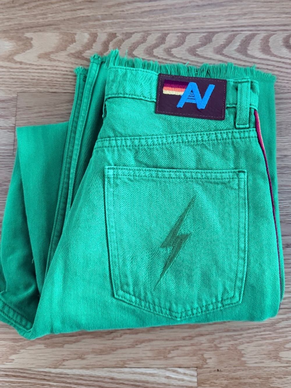Aviator Nation NWT Bolt Stripe Hi Rise Wide-Leg Gypsy Jean (29) - Picture 5 of 16